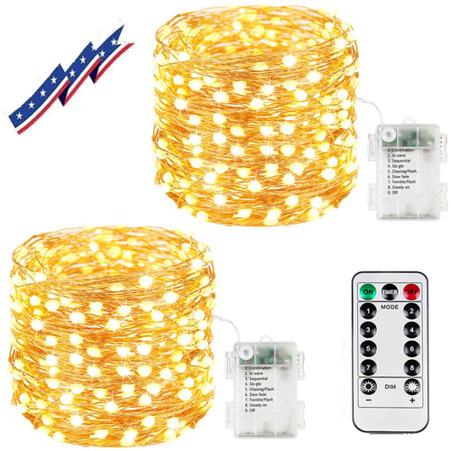 2Pack Each 66Ft 200LED Battery Operated Fairy Lights with Remote, Waterproof Battery Christmas String Lights with Timer, Twinkle Lights for Bedroom Christmas Decorations (Warm White) 2Pack Each 66Ft 200LED Battery Operated Fairy Lights with Remote, Waterproof Battery Christmas String Lights with Timer, Twinkle Lights for Bedroom Christmas Decorations (Warm White)