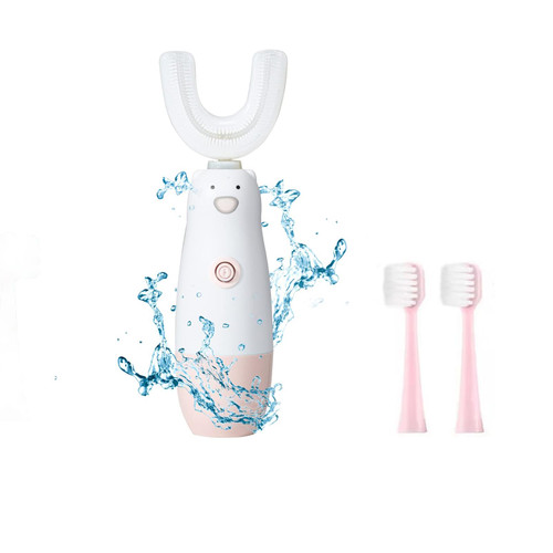 Meqtpomy Kids Electric Toothbrush?6 Cleaning Models U Shaped Toothbrush Waterproof Battery Powered 360 Automatic Sonic Toddler Toothbrushes for 8-13 Years Old for Boys Girls?Pink?