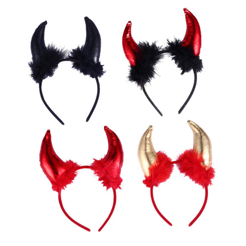 BESTOYARD 12 pcs Devil's Horn Headband Horn Hair Hoop halloween costume accessories halloween Party favor gifts halloween Costume horn devil horns headband red sequins Photo Supplies Cloth