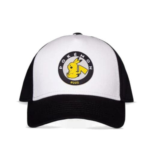 Pokemon Pikachu Woven Patch Adjustable Cap Black/White BA820188POK, Black, One Size