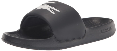 Lacoste Men's Croco 1.0 Slide Sandal, Navy Blue/White, 9