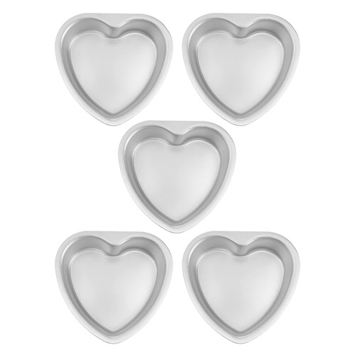 BESTonZON Heart Pan 5pcs Heart Cake heart shape cake pan heart shaped pizza pan 4 inch cake pan, Aluminum Heart Heart Cake Pan