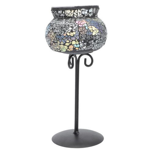 1pc Candlestick Mosaic Glass Candle Decorative Votive Holder Scented Candle Holders Wedding Candle Holder Glass Tea Light Stand Candle Pillar Holder Wrought Iron Antique Desktop