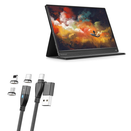 BoxWave Cable Compatible with Pepper Jobs XtendTouch XT1610F (V2) - MagnetoSnap PD AllCharge Cable (100W), Magnet PD 100W Charging Cable USB Type-C Micro USB - Jet Black