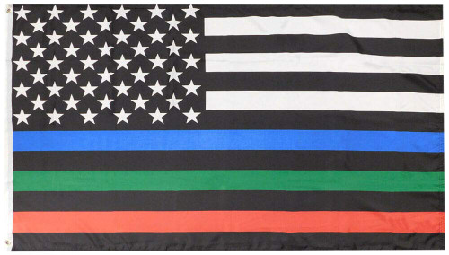 Trade Winds USA Thin Red Blue Green Line Premium Quality Heavy Duty Fade Resistant 100D Woven Poly Nylon 4x6 4'x6' Flag Banner Grommets