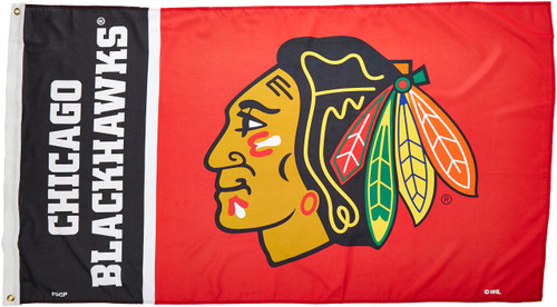 Fremont Die NHL Chicago Blackhawks 3' x 5' Flag with Grommets, 3 x 5-Foot, Logo