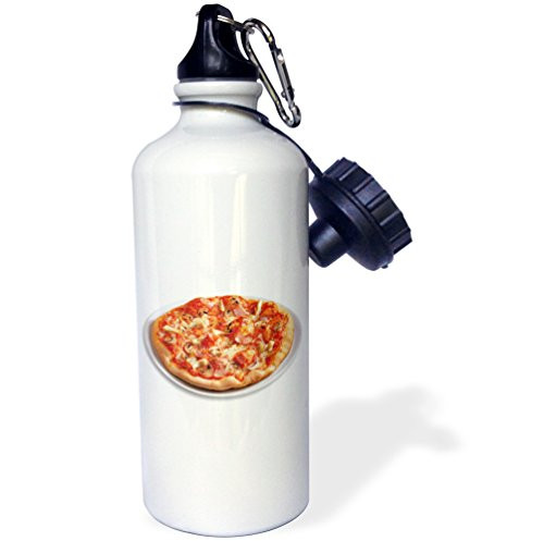 3dRose wb_4540_1"Pizza" Sports Water Bottle, 21 oz, White