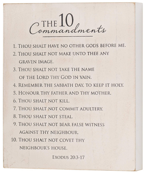 Dicksons 10 Commandments Weathered Gray Wash 9.5 x 8 MDF Decorative Wall and Tabletop Sign Plaque