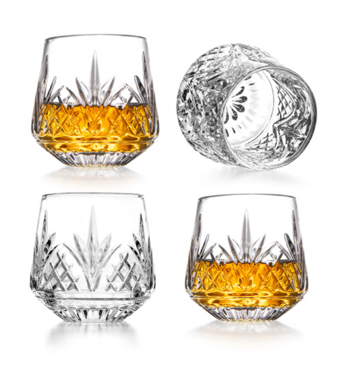 Godinger Whiskey Glasses, Old Fashioned Whiskey Glasses, Drinking Glasses, Dublin Collection, Set of 4