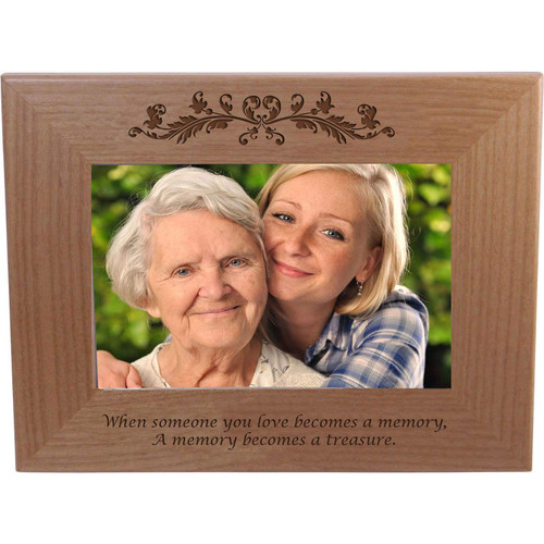 CustomGiftsNow When Someone You Love Becomes a Memory - A Memory Becomes a Treasure - Engraved Natural Alder Wood Tabletop/Hanging Wooden Memorial Picture Frame (5x7-inch Horizontal)