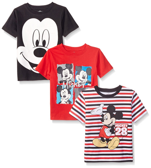 Disney Little Boys' 3 Pack Mickey T-Shirts, Black, 4T Disney Little Boys' 3 Pack Mickey T-Shirts, Black, 4T
