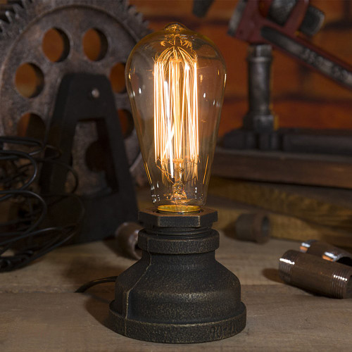 Kiven Steampunk Table Lamp UL Certification Button Switch Cord Vintage Style Desk Light E26 Iron Base Modern Antique Table Light Bulbs Not Included