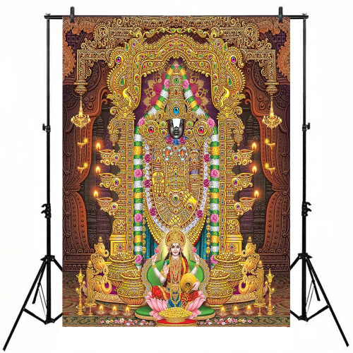 Smiler Lord Venkateswara Backdrop 5x7 Vinyl Indian God Tirupati Balaji Photo Background Poster Lord Balaji Wall Decor