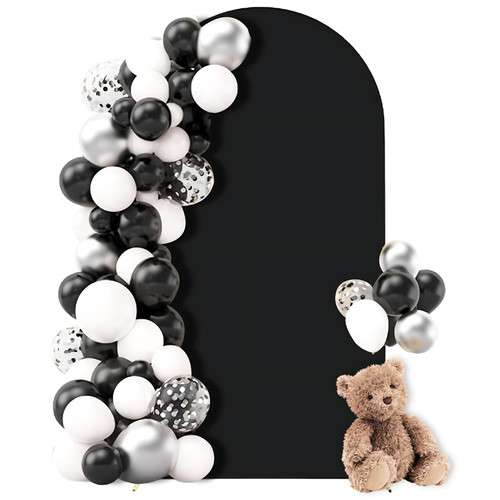 7.2ft Arch Cover Backdrop Fabric Black Arch Covers Stretchy Backdrop Wedding Arch Cover for Round Top Chiara Stand Spandex Fitted Arch Cover