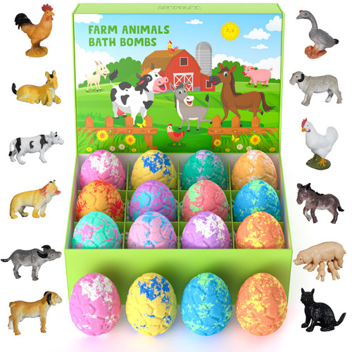 Animal Bath Bombs for Kids with Surprise Inside for Girls Boys Toddlers, 12 Pack Kids Bath Bombs Set with Farm Animals Toys Inside, Safe Handmade Bubble Bath Fizzy Dino Egg Bath Bomb for Christmas Animal Bath Bombs for Kids with Surprise Inside for Girls Boys Toddlers, 12 Pack Kids Bath Bombs Set with Farm Animals Toys Inside, Safe Handmade Bubble Bath Fizzy Dino Egg Bath Bomb for Christmas