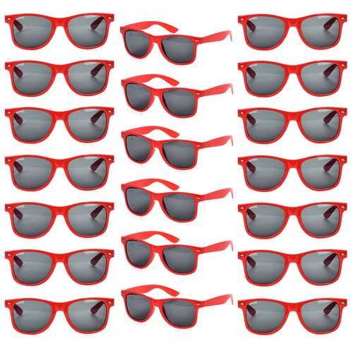 YQVIE 20 Pack Wholesale Adult Sunglasses for Men Women in Bulk 70s Retro Cheap Glasses for Party Supplies (Red)