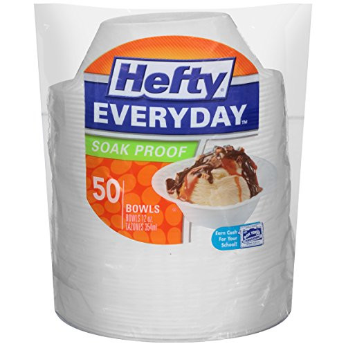 Hefty Medium Round Disposable Foam Bowls - 50 Bowls