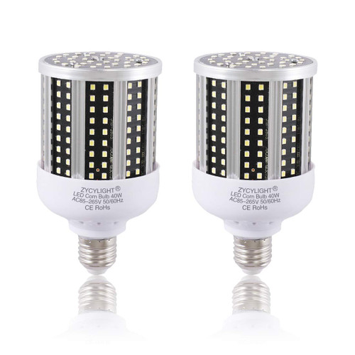 LED Corn Light Bulb, 300 Watt Equivalent LED Bulb, 40W Led Corn Light Bulb, Daylight 6000K, 4000LM E26 / E27 Base, Not-Dimmable,for Photo Light,Warehouse,Garage Lighting, Barn, Patio, etc. 2 Pack
