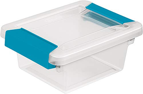 STERILITE 19698606 Mini Clip Box Clear Base & Lid Blue Latches, Multi