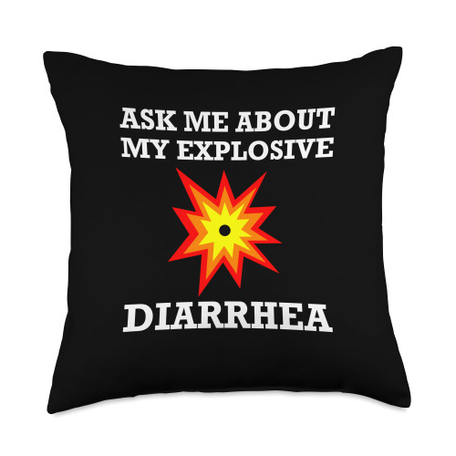 Funny Explosive Diarrhea Travel Apparel Ask Me About My Explosive Diarrhea Cruise Airplane Traveler Throw Pillow, 18x18, Multicolor