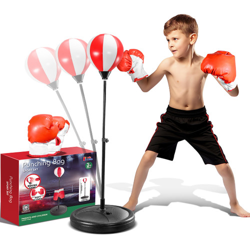 Punching Bag for Kids - Boxing Set Include Boxing Gloves, Height Adjustable Stand & Reflex Bag Kids Punching Bag for 3-8 Years, Boxing Bag for Kids | Gifts for Boys and Girls