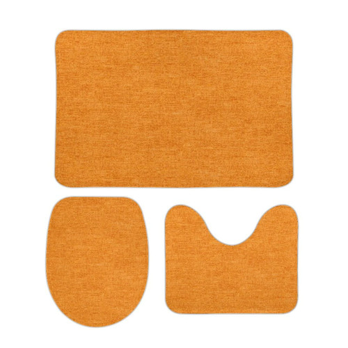 Habilboi Non Slip Bathroom Rugs Set 3 Piece Bath Mats Set Pumpkin Orange Background Bath Rug and U-Shape Contoured Toilet Mat & Toilet Lid Cover Mat 16x24inch