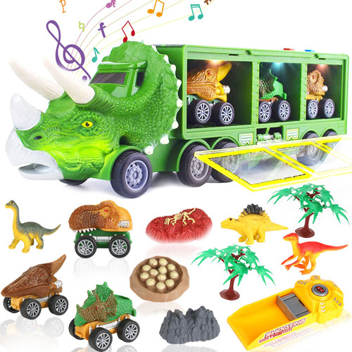 Dinosaur Toys for Kids 3-5,Dino Toddler Toys Including Toy Trucks,Dinosaur Cars,Mini Dinosaur Figures,Kids Toys for 2 3 4 5 Year Old Boys Birthday Gifts Ideas