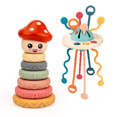Baby Toy Montessori Toys for 18+ Months, Travel Pull String Toy for 12-18 Months, Developing Fine Motor Skill, Multi-Sensory Activity Toy for 1 Year Old, Birthday Gift for Toddlers