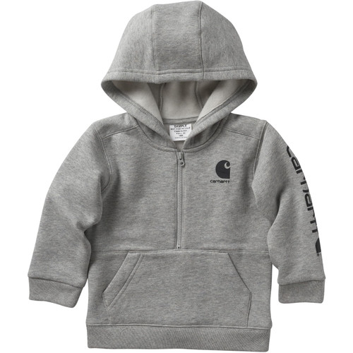 Carhartt Boys' Long-Sleeve Half-Zip Hooded Sweatshirt, Grey Heather, 6 Months