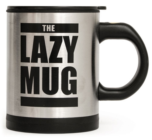 Fizz Creations The Lazy Mug. Novelty Self-Stirring Mug with Lid. Battery Powered. The Lazy Mug for Lazy People!