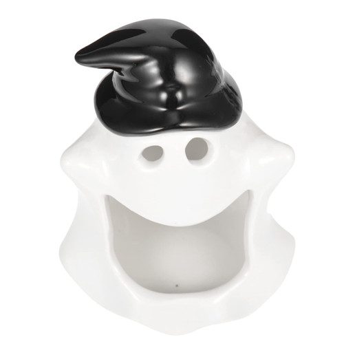 Garneck Ceramic Ghost Candle Holder Ghost Candlestick Holder Decorative Candle Holder Ghost Tealight Holder Halloween Candle Stand Candle Tray Ring Dish Ceramics Ornaments White Hedgehog