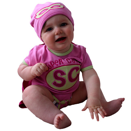 Sozo Baby Girls' Super Cute Bodysuit & Cap Set, Pink/Green, 0-3 Months