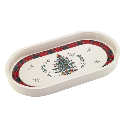 Spode - Vanity Tray, Guest Bathroom Essentials, Holiday Home Decor (Spode Christmas Tree Tartan Collection)