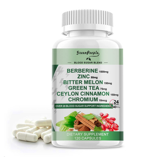 GREENPEOPLE Berberine Supplement 1500mg - 120 Capsules - Ceylon Cinnamon, Bitter Melon, Chromium, Zinc, Berberine HCI Root Supplements Pills - for Immune Support & Weight Management - Vegan, Non-GMO