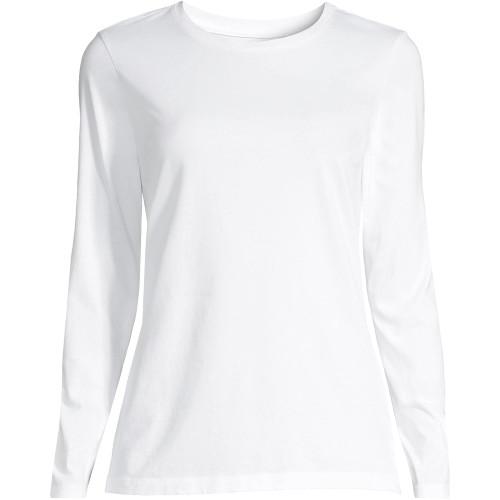 Lands' End Women Relaxed Supima Long Sleeve Crew White Plus 1x