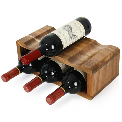 Jotboom Wooden Wine Racks Countertop 6 Bottle,Acacia Wine Rack for Shelf Wine Bottle Holder Stand Freestanding,Tabletop Wine Storage Rack Wine Shelf Organizer for Cabinet,Pantry,Home Decor