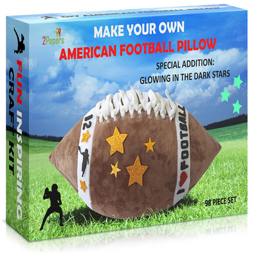 2Pepers Make Your Own American Football Pillow, Arts and Crafts Kit for Kids, Toy Gifts for Boys and Girls Ages 3 4 5 6 7 8 9 10 Years and Up (No Sewing Needed), DIY Stuffed Football Pillow Project 2Pepers Make Your Own American Football Pillow, Arts and Crafts Kit for Kids, Toy Gifts for Boys and Girls Ages 3 4 5 6 7 8 9 10 Years and Up (No Sewing Needed), DIY Stuffed Football Pillow Project