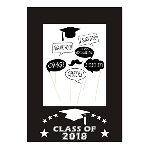 LUOEM 2018 Grad Photo Booth Props Kit Graduation Posing Props Graduation Party Supplies,Pack of 8