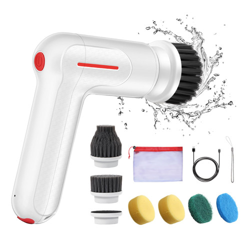 Slofen Electric Spin Scrubber, Electric Cleaning Brush with 6 Replaceable Brush Heads, Rechargeable Shower Scrubber for Bathroom, Cordless Power Scrubber for Cleaning Tub, Floor, Tile, Sink, Window Slofen Electric Spin Scrubber, Electric Cleaning Brush with 6 Replaceable Brush Heads, Rechargeable Shower Scrubber for Bathroom, Cordless Power Scrubber for Cleaning Tub, Floor, Tile, Sink, Window