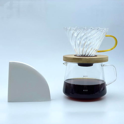 Diecntak Glass Pour Over Coffee Maker Set with Coffee Pot 600ML & Paper Filter 50pcs, V60 Pour Over Coffee Dripper Set, Coffee Pour Over Set, Coffee Drip, Drip Coffee Brewer/Maker Pour Over