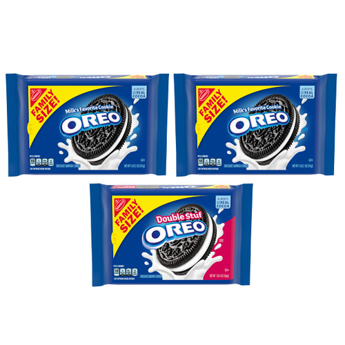 OREO Original & OREO Double Stuf Chocolate Sandwich Cookies Variety Pack, Family Size, 3 Packs