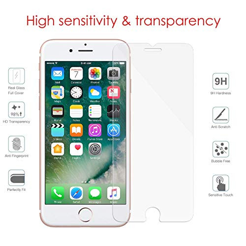 iPhone 8, 7 Plus Screen Protector Glass, eTECH Collection Tempered Glass Screen Protector for Apple iPhone 8 Plus, iPhone 7 Plus [5.5" inch] 2017 2016  Bubble Free, Case Friendly, HD Crystal Clear