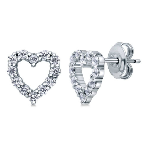 BERRICLE Sterling Silver Open Heart Cubic Zirconia CZ Anniversary Stud Earrings for Women, Rhodium Plated BERRICLE Sterling Silver Open Heart Cubic Zirconia CZ Anniversary Stud Earrings for Women, Rhodium Plated
