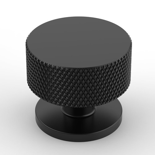 Amerdeco 10 Pack Matte Black Cabinet Knobs Single Hole Cabinet Pulls 1 Inch Diameter Round Drawer Knobs and Pulls for Bathroom Cabinets K0017