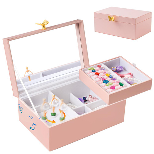 ProCase Girls Musical Jewelry Box with Spinning Ballerina, Kids Jewelry Boxes Storage, Ballerina Music Box Gift for Little Girl Daughter, Birthday Anniversary Thanksgiving Christmas Gifts -Pink ProCase Girls Musical Jewelry Box with Spinning Ballerina, Kids Jewelry Boxes Storage, Ballerina Music Box Gift for Little Girl Daughter, Birthday Anniversary Thanksgiving Christmas Gifts -Pink