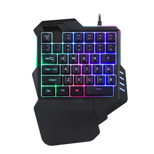 Gaming Keypad, RGB One Handed Gaming Keyboard, Ergonomic Gaming Keyboard with Hand Rest, Single Hand Keyboard with 35 keys Colorful Backlit