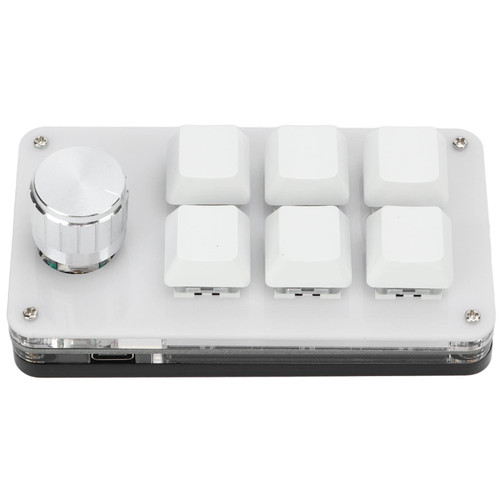 Mini Macro Mechanical Gaming Keyboard, 6 Keys One Handed USB PC Keypad with Knob, Programmable Shortcut Custom Function, for Windows, for Vista(Black White)