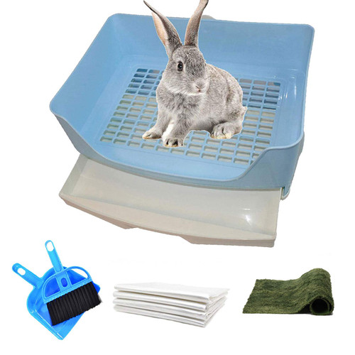 PINVNBY Large Rabbit Litter Box Corner Toilet Box Bigger Pan Pet Potty Trainer with Drawer for Adult Bunny Guinea Pig Chinchilla Ferret Galesaur Hedgehog Small Animals(Blue) PINVNBY Large Rabbit Litter Box Corner Toilet Box Bigger Pan Pet Potty Trainer with Drawer for Adult Bunny Guinea Pig Chinchilla Ferret Galesaur Hedgehog Small Animals(Blue)
