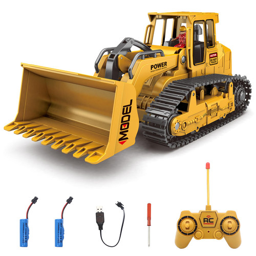Remote Control Bulldozer RC 1/20 Full Construction Vehicle, 6 Channel Dozer Front Loader Toy with Light and Sound for Kids Age 6, 7, 8, 9, 10 and Up Years Old