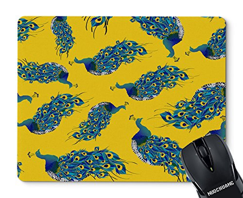 NUOCHUANG Peacock Feathers Rectangle Non Slip Rubber Mouse Pad Mousepad Mat